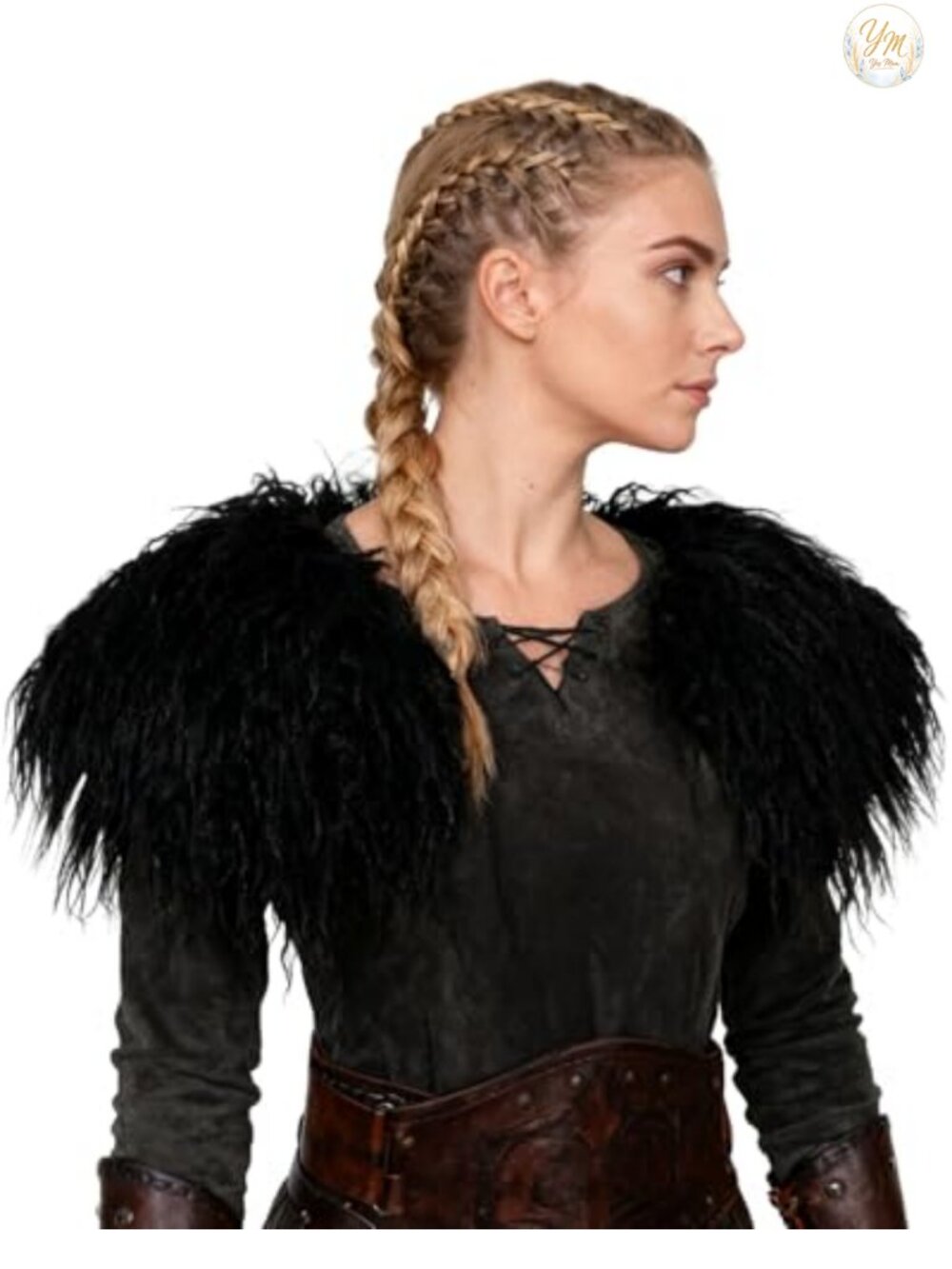 Faux Woolen Fur Collar Shoulder Wrap Shawl Viking Gothic
